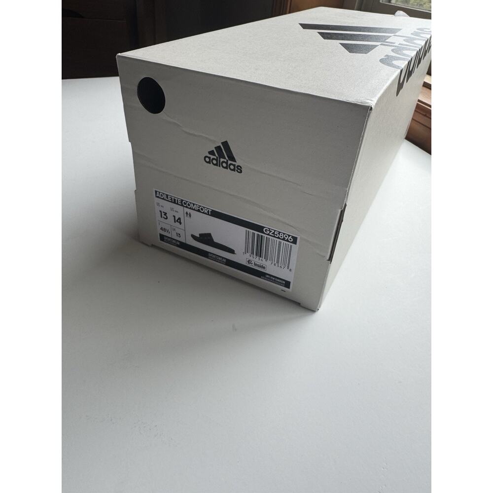 Adidas Mens 13/Womens 14 Adilette Comfort Slides Sandals Black/Black 3S - Picture 5 of 6